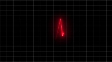 Red digital heartbeat monitor with pulse line animated on a dark grid background.