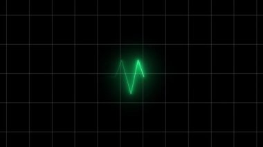 Green digital heartbeat monitor with pulse line animated on a dark grid background.