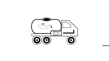 Beyaz arkaplanda petrol tankeri çizgisi simgesi canlandırıldı.