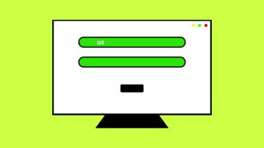 Basit yeşil bir arkaplan üzerinde kullanıcı adı ve parola alanlarıyla giriş sayfasını gösteren dizüstü bilgisayar ekranı.