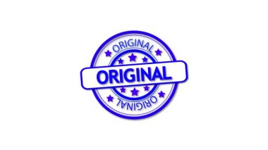 Mavi ve beyaz. Orijinal mühür, temiz bir arkaplanda canlandırılmış..