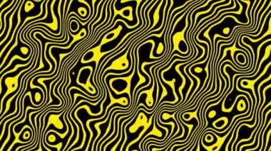Soyut sarı topografik çizgiler koyu arkaplanda canlandırıldı.