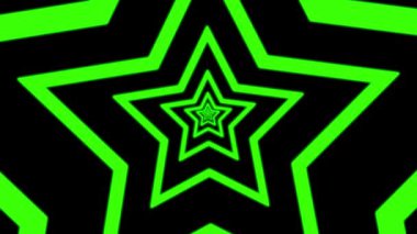 Siyah arkaplan üzerinde soyut yeşil neon yıldızlar canlandırıldı.