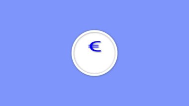 Sade mavi arkaplanda canlandırılmış tek bir Euro sikkesi.