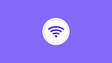 Katı mor arkaplan üzerine kurulmuş Wi-Fi simgesi.