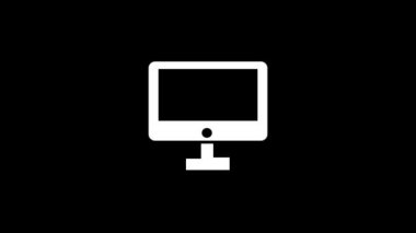 Animated computer monitor icon animated on a black color background.