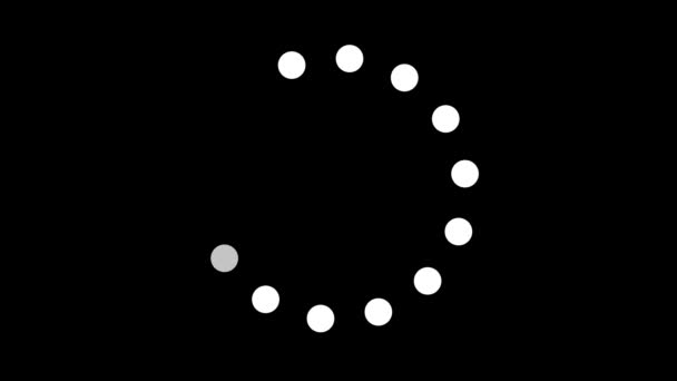 Animierte Ladestelle Weiße Punkte Mit Kreisförmiger Form Auf Schwarzem Hintergrund — Stockvideo