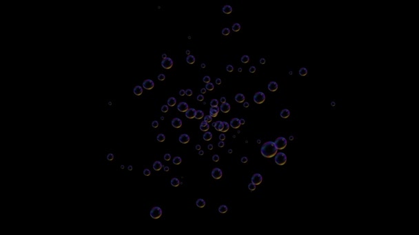 Abstraktní Pozadí Fialovými Modrými Zářícími Kruhy Animované Tmavém Pozadí — Stock video