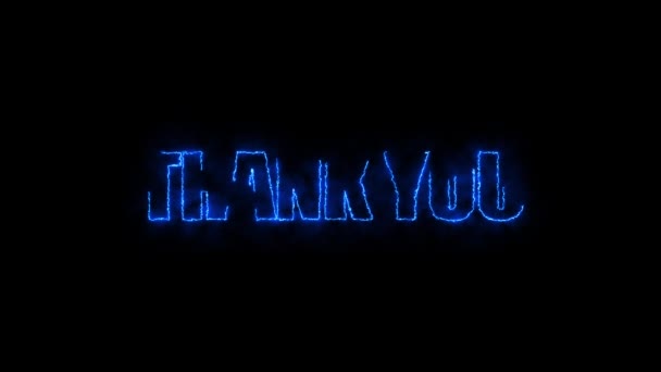 Neon Blue Thank You Text Animovaný Černém Pozadí — Stock video
