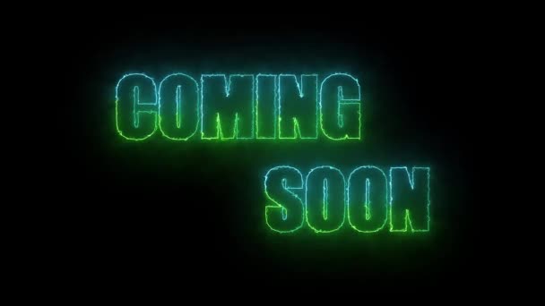 Insegna Neon Con Parole Coming Soon Incandescente Verde Animato Uno — Video Stock