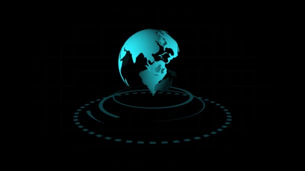 Pământ Strălucitor Linii Rețea Digitală Animate Fundal Întunecat — Videoclip de stoc