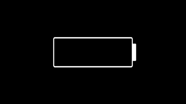 Low Battery Icon Red Charge Indicator Animated Black Background — Vídeo de Stock