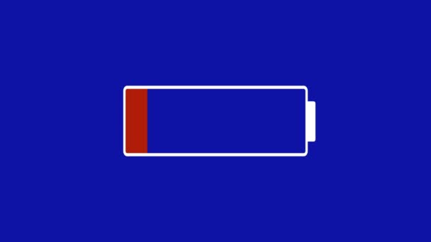 Battery Icon Green Charge Animated Blue Background — Vídeo de stock