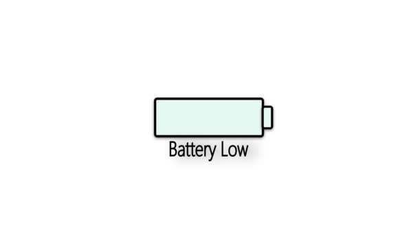 Batteri Låg Ikon Animerad Vit Färg Bakgrund — Stockvideo