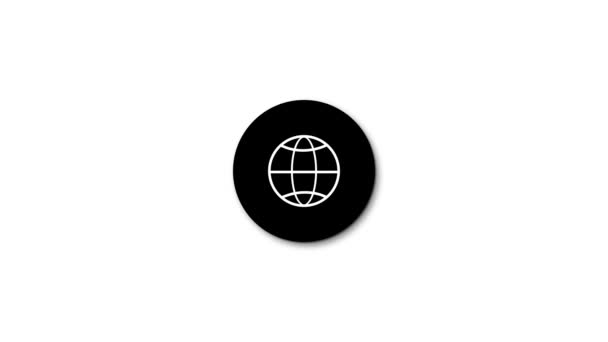 世界惑星地球アイコンの自己描画ライン 円形の背景にアニメーション — ストック動画