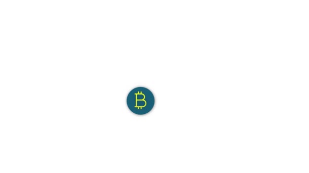 Барвиста Піктограма Бітової Монети Анімована Білому Тлі — стокове відео