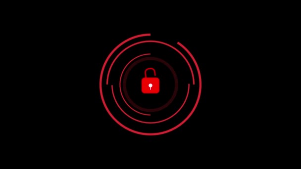 Animate Security System Lock Icon Color Background — Stock Video