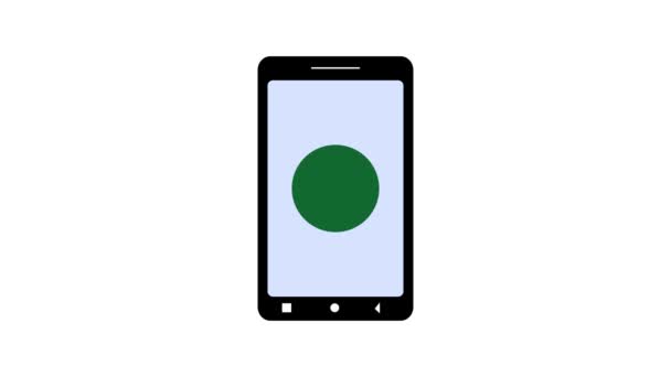 Ícone Cruz Verde Animado Tela Smartphone Fundo Branco — Vídeo de Stock