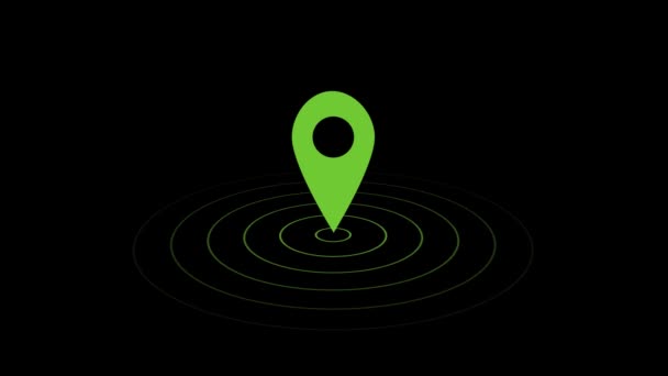 Glowing Neon Line Location Icon Animated Black Background — Stock Video