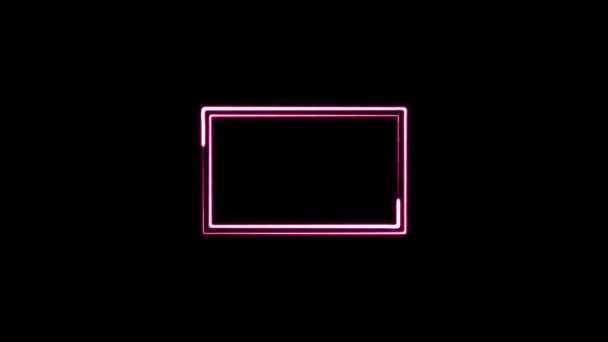 Κινούμενα Λαμπερό Νέον Γραμμή Τετράγωνα Εικονίδιο Μαύρο Φόντο — Αρχείο Βίντεο