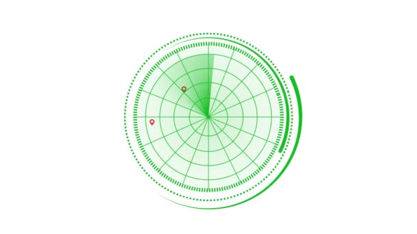 Geanimeerde Radarscherm Met Groene Lijnen Pictogram Een Witte Achtergrond — Stockvideo