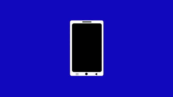 Modern Smartphone Med Tom Skärm Ikon Animerad Blå Bakgrund — Stockvideo