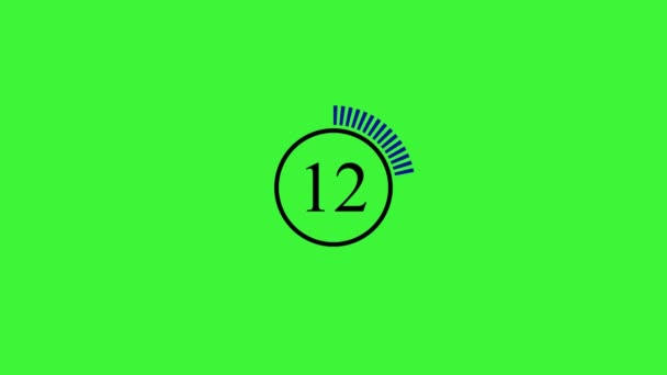 Таймер Обратный Отсчет Секунд Красочная Иконка Анимированная Зеленом Фоне — стоковое видео