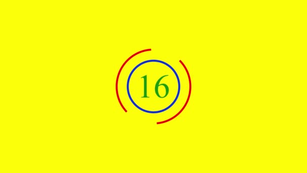 青と赤の濃度の円と中央の番号20の黄色の背景 アニメーションやデザイン要素に適しています — ストック動画