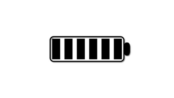 Battery Icon Charging Status Indication Animated White Background — Stock Video