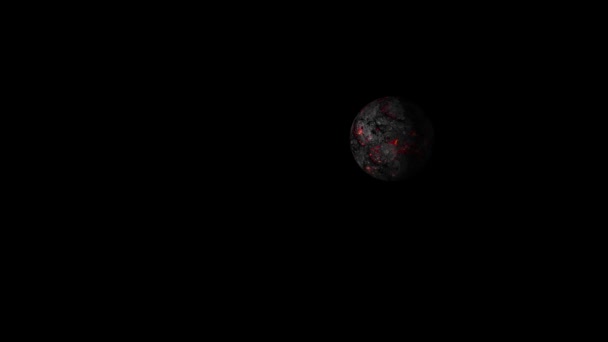Rotacyjna Planeta Mars Kosmosie Czarną Dziurą Animowaną Czarnym Tle — Wideo stockowe