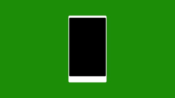 Smartphone Com Ícone Tela Branco Animado Fundo Verde Conceito Tecnologia — Vídeo de Stock