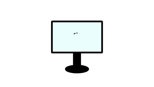 Monitor Computador Com Ícone Carregamento Tela Animado Fundo Branco — Vídeo de Stock