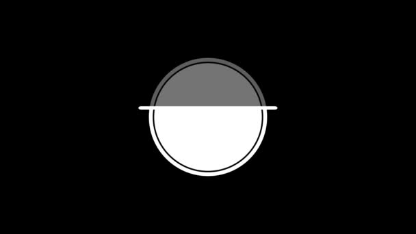 中央円と水平線でアニメーションされたミニマリストの黒と白のデザインアイコン — ストック動画