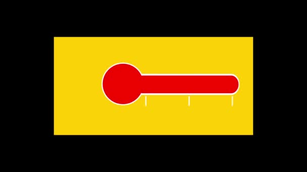 Icono Termómetro Animado Sobre Fondo Color Amarillo — Vídeo de stock