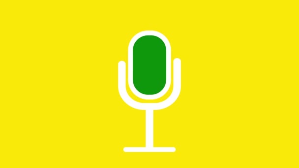 Green Vintage Microphone Icon Animated Yellow Background — 图库视频影像