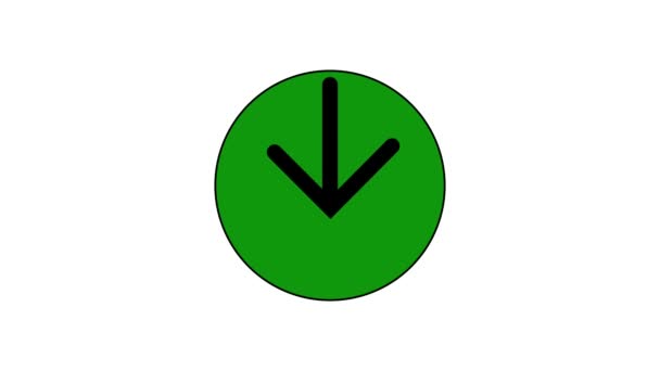 Animated Green Download Icon Black Arrow White Background — 비디오