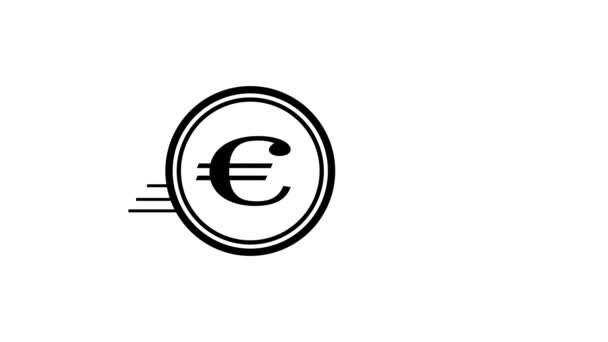 Animated Euro Icon Animated White Background — Vídeo de Stock