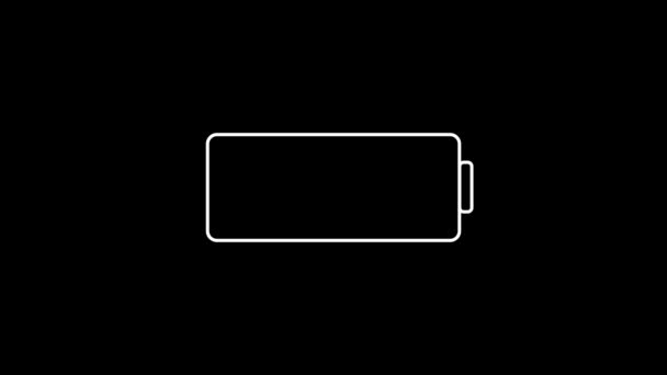 Fully Charged Green Battery Icon Animated Black Background — Video