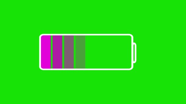 Fully Charged Green Battery Icon Animated Black Background — Stockvideo