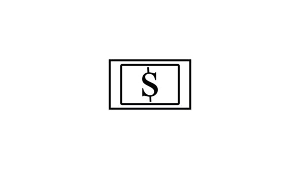 Черный Иконка Доллара Анимированный Белом Фоне — стоковое видео