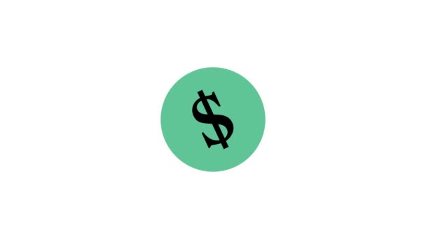 Animated Dollar Icon White Color Background — Stock Video