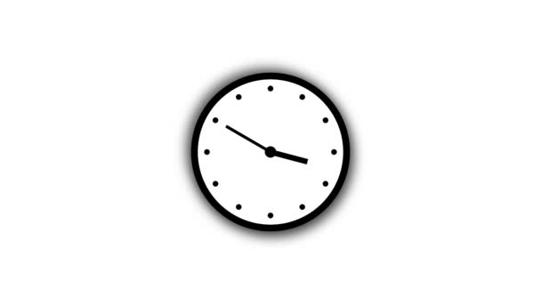 Κινούμενο Ρολόι Ώρες Βρόχο Ρολόι Κινούμενα Βέλη Λευκό Φόντο — Αρχείο Βίντεο