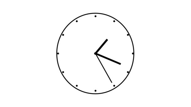 Relógio Animado Loop Horas Relógio Com Setas Movimento Fundo Branco — Vídeo de Stock