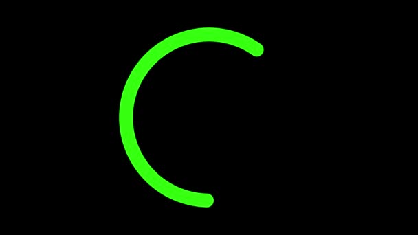 黒い背景にアニメーションされた緑色の色のティックマークアイコンを読み込む — ストック動画