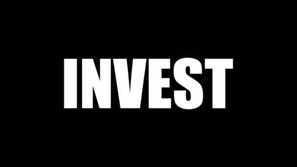 Signo Neón Azul Con Palabra Invest Aislado Animado Sobre Fondo — Vídeo de stock