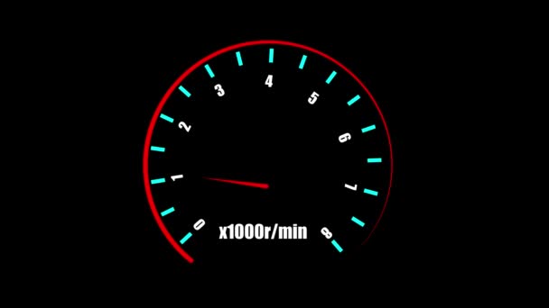 Κινούμενα Αυτοκίνητο Ταχύμετρο Νύχτα Δείχνει Την Ταχύτητα Χιλιόμετρα — Αρχείο Βίντεο