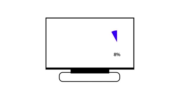 Computermonitor Der Einen Fortschrittsbalken Mit Einem Graphiksymbol Auf Weißem Hintergrund — Stockvideo