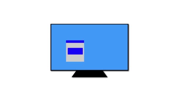 Desktop Computer Mit Monitor Und Interface Fenster Animiert Auf Weißem — Stockvideo