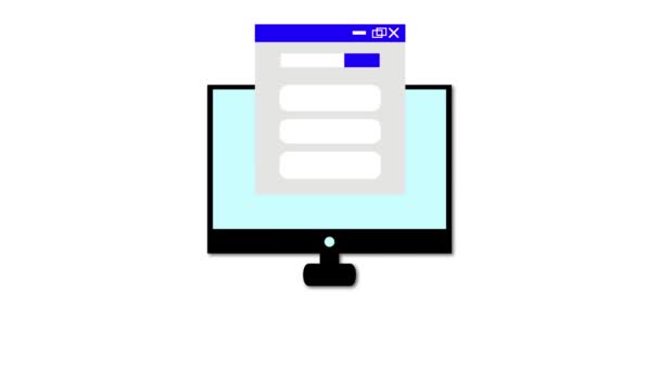 Computerbildschirm Management Symbol Animiert Auf Weißem Hintergrund — Stockvideo