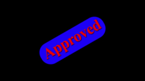 Blue Approve Stamp Animated Black Background — Stok Video